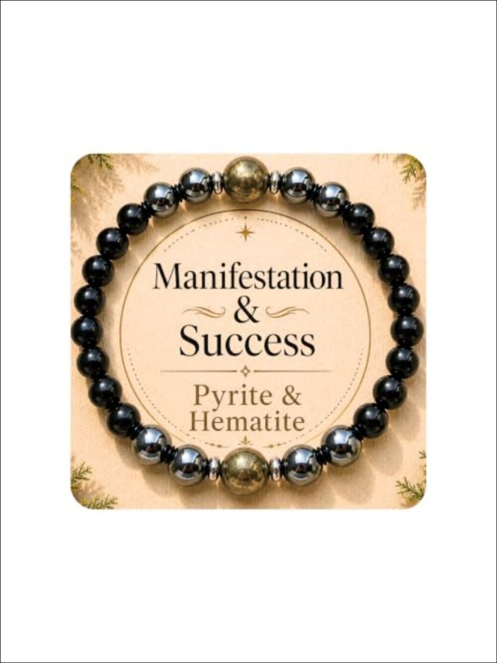 Pyrite Hematite Obsidian Beaded Stretch Bracelet Healing Crystal Gift Box
